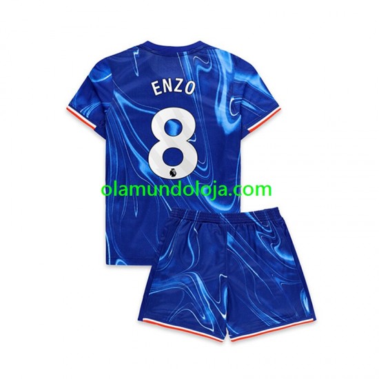 Camisola Chelsea Enzo 8 Criança Equipamento Primeiro 2024-2025 Manga Curta